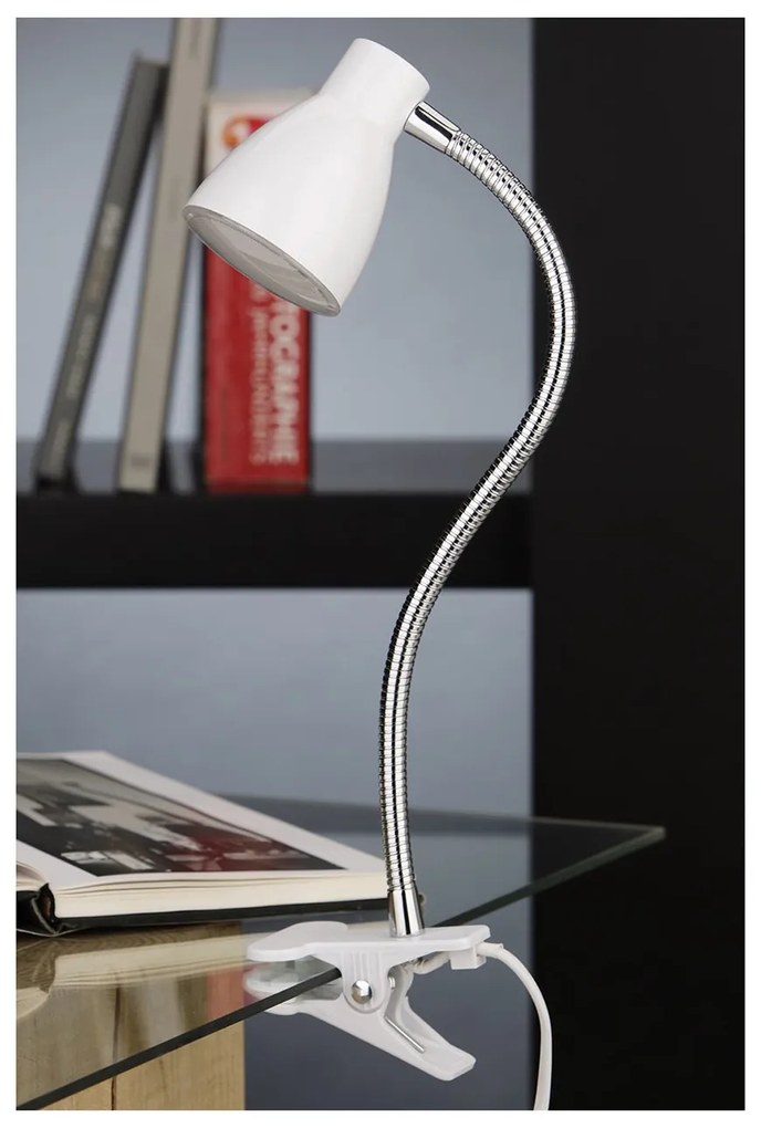 Lampada Da Tavolo Nordico Grip Metallo Bianco Led Integrato 2,2W 3000K