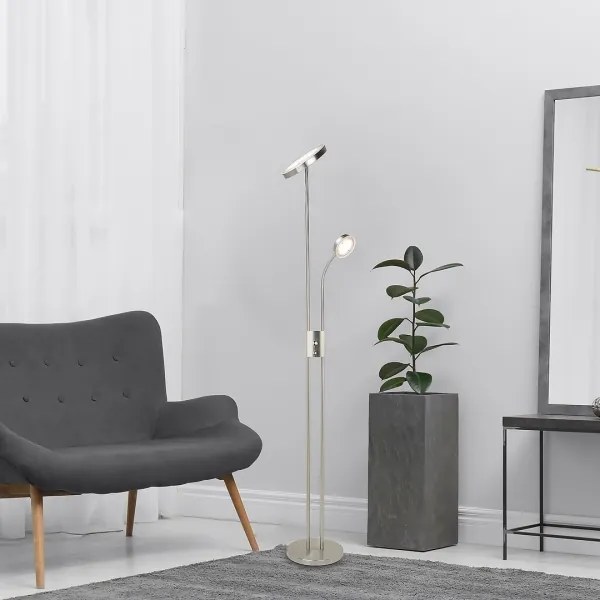 Rabalux 3239-LED Lampada da terra dimmerabile OPHUS LED 18,5W+4,5W cromo