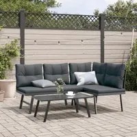 Panche Giardino con Cuscini 2pz Nere Acciaio Verniciato Polvere 4008105