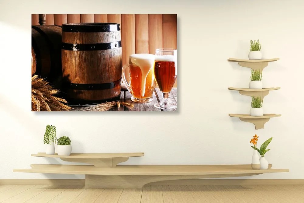 Stampa su tela – Birra con botte di birra
