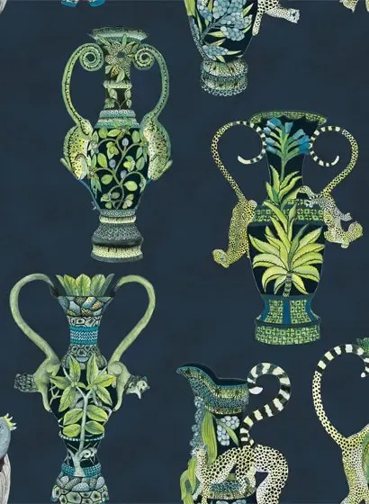 Cole & Son Carta da parati Khulu Vases - Midnight