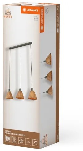 Ledvance - Lampadario a sospensione con filo DECOR RAFFIA 3xE27/15W/230V bastone di rafia