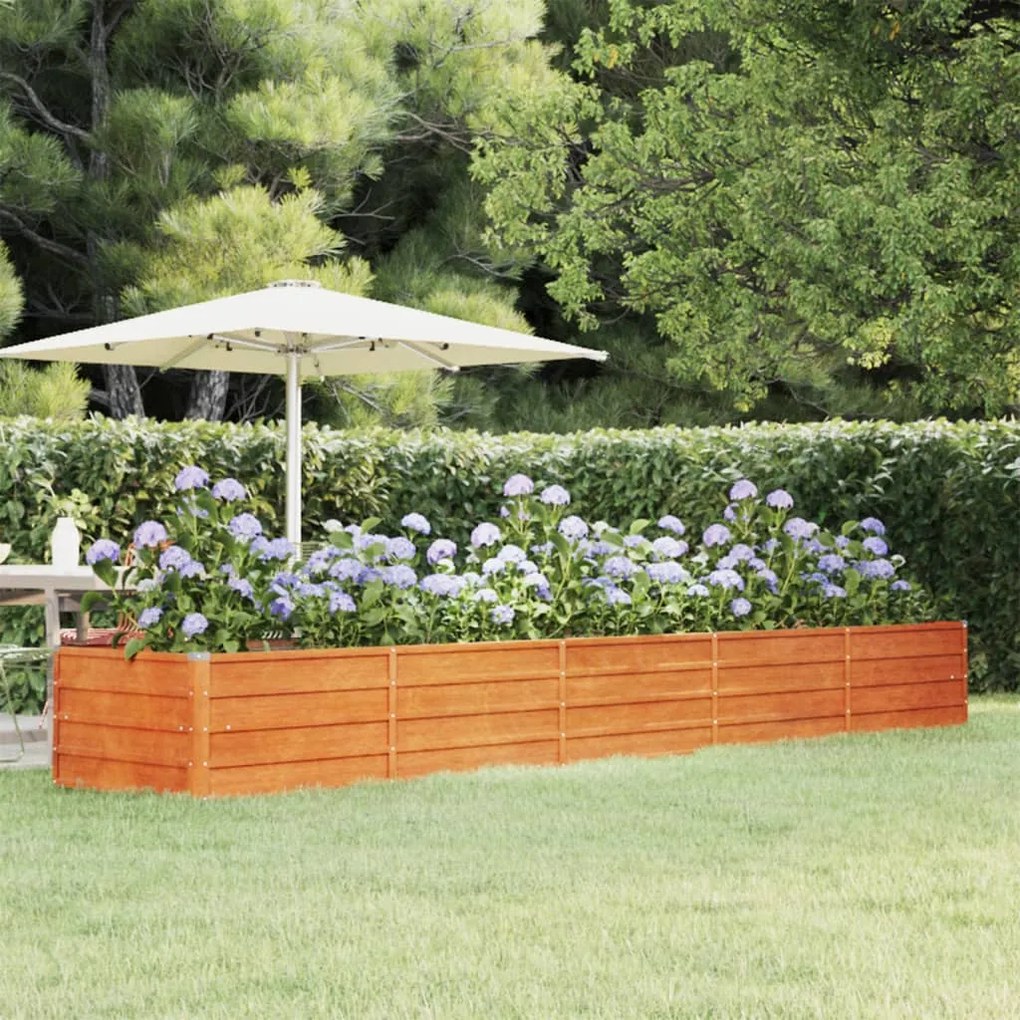 Letto Rialzato Da Giardino Ruggine 400x80x45 Cm Acciaio Corten /