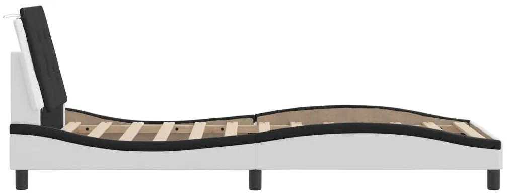 Giroletto con testiera bianco e nero 90x200 cm in similpelle