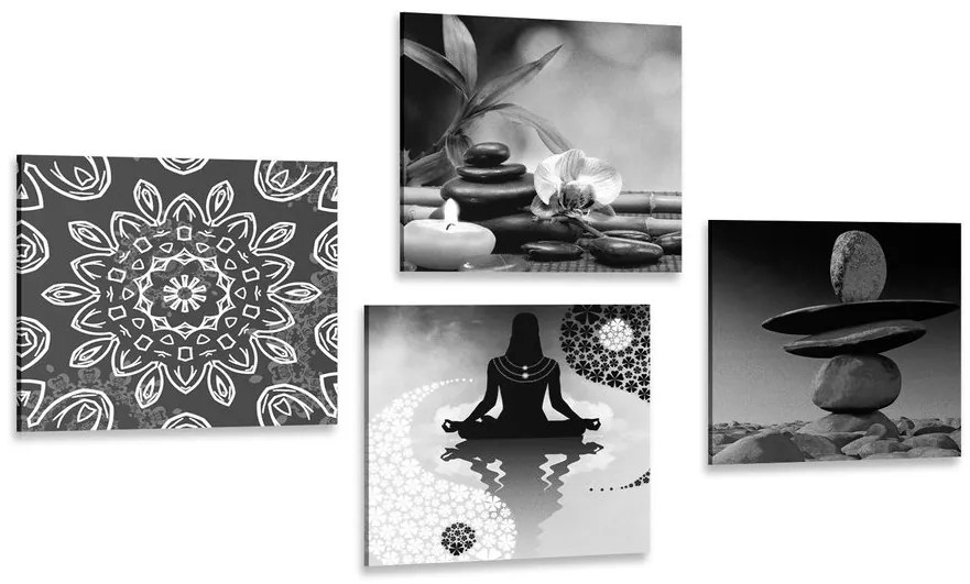 Set di quadri – Armonia Feng Shui in bianco e nero