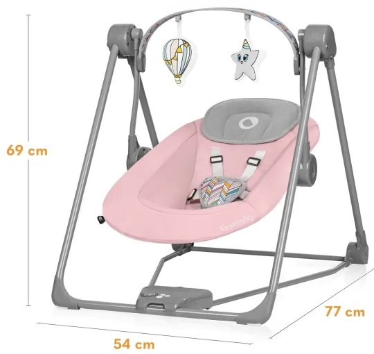 Lionelo - Dondolo per bambini OTTO 4xLR14 Rosa baby