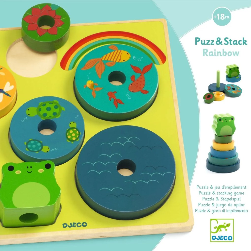 Puzzle & piramide impilabile - Rana ed arcobaleno