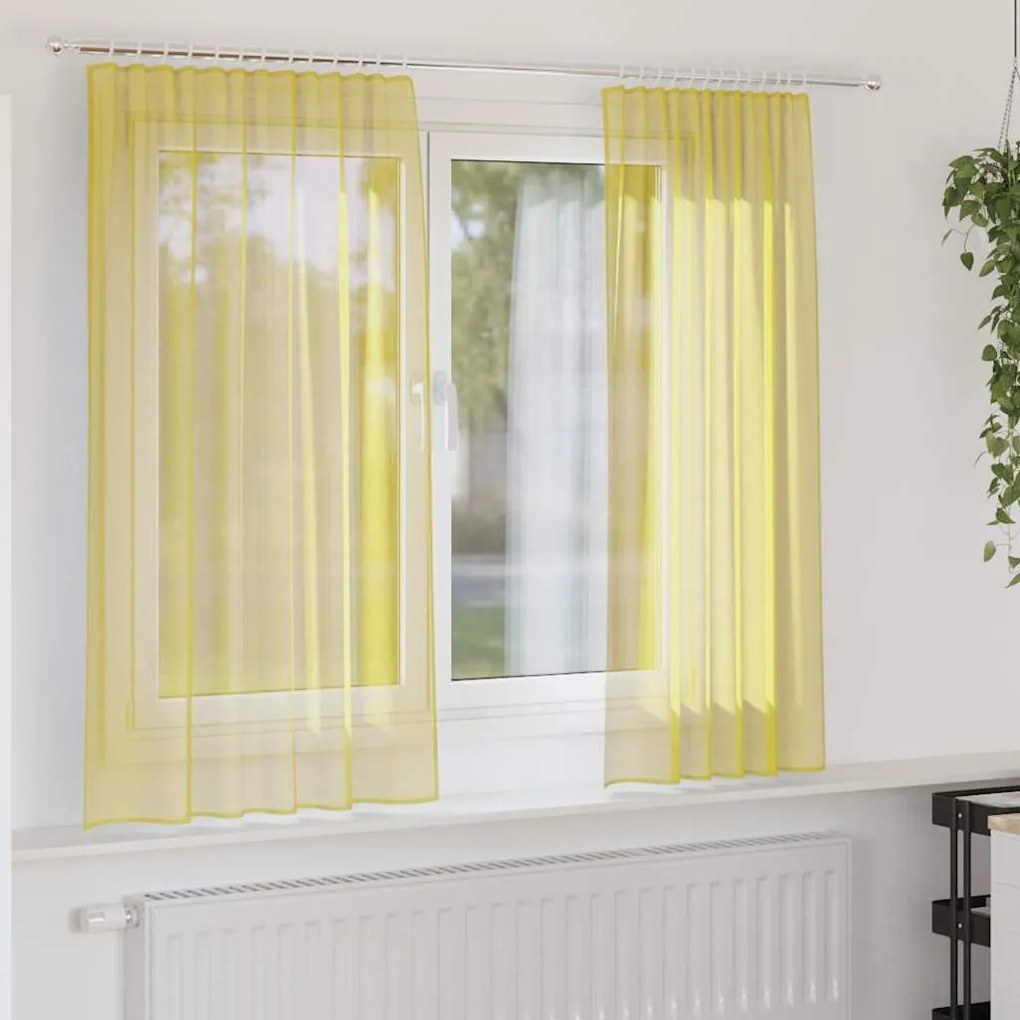 Tende İn Voile Con Passanti 2 Pz Giallo 140x175 Cm /