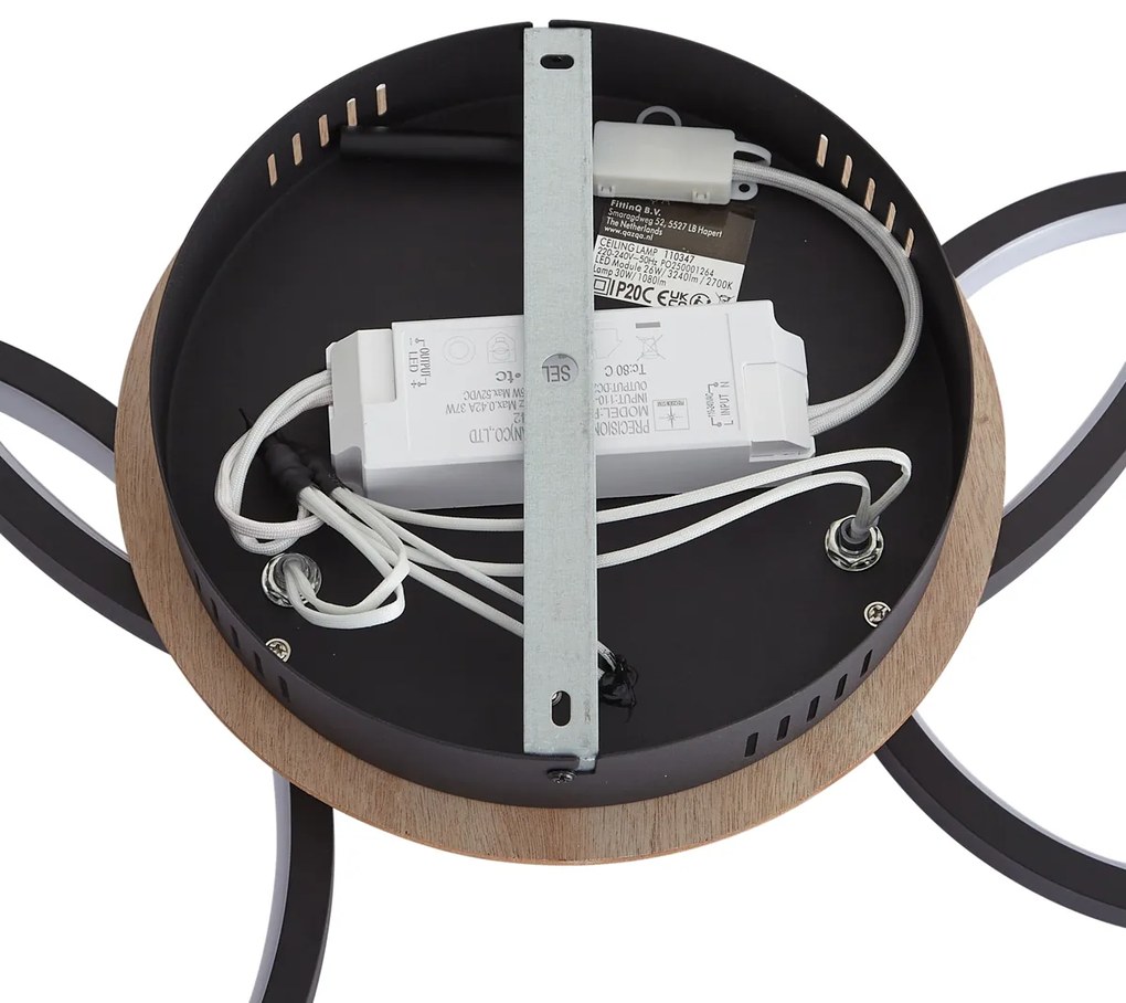 Plafoniera moderna in legno con LED, dimmerabile a 3 fasi, 3 luci - Rondas