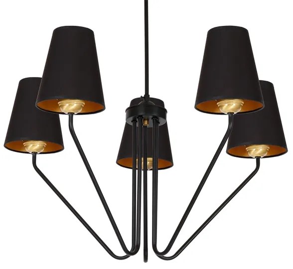 Lampadario a sospensione con supporto rigido VICTORIA 5xE27/60W/230V nero