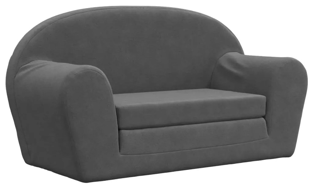 Divano letto per bambini a 2 posti antracite in morbido peluche