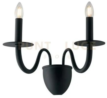 Applique a parete armstrong nera 2 luci attacco e14 45x26x36cm in m...