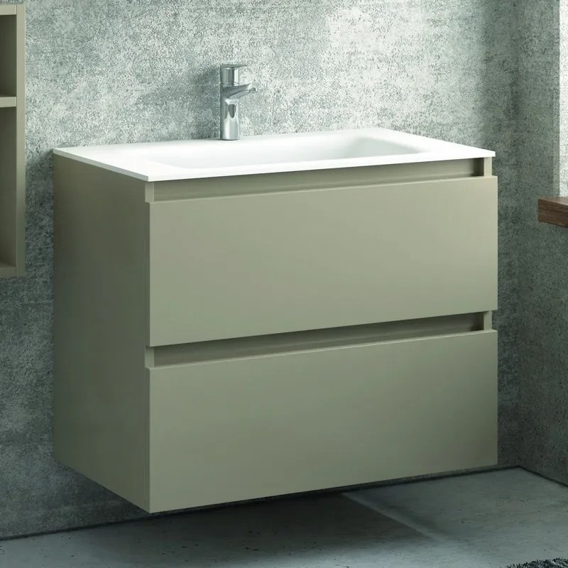 Composizione mobile bagno sospeso 80cm: mobile, 2 pensili e specchio TOD-80A - KAMALU
