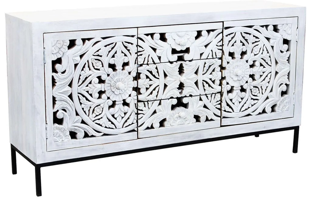 OHM - madia con decoro 2 ante 3 cassetti legno e ferro
