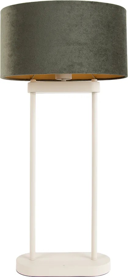 Lampada da tavolo beige con paralume ovale verde e interno dorato 35cm - Thijmen