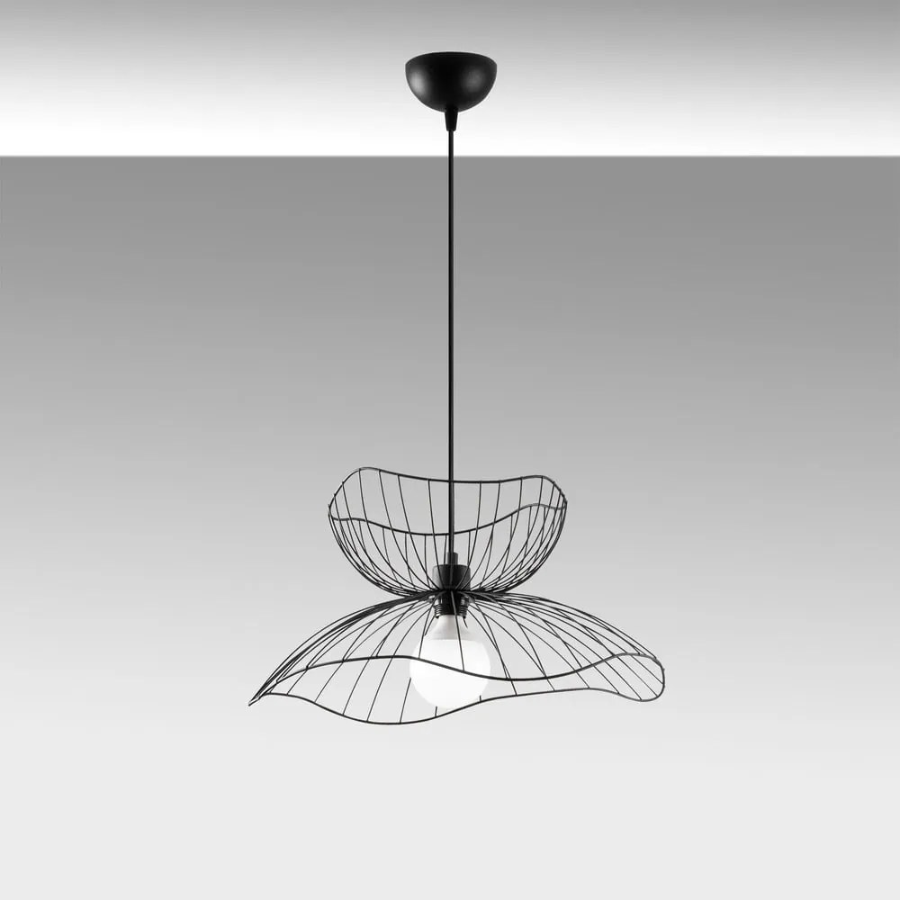 Lampadario nero con paralume in metallo ø 50 cm Farac – Opviq lights