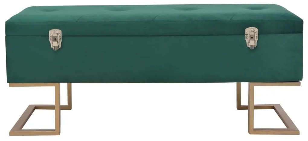 Panca con vano portaoggetti 105 cm in velluto verde