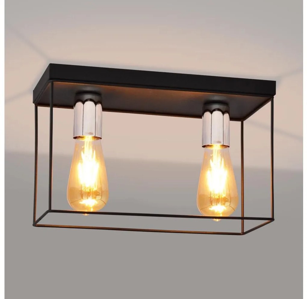 Plafoniera FINN 2xE27/15W/230V nero/cromo