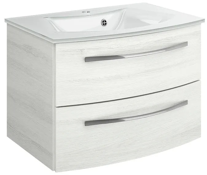 Mobile sottolavabo e lavabo Image per vasca centrale rovere bianco L 70 x H 48 x P 48 cm 2 cassetti
