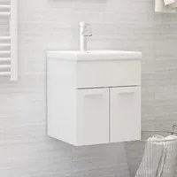 Mobile Bagno con Lavabo Integrato Bianco Lucido in Truciolato 3070817