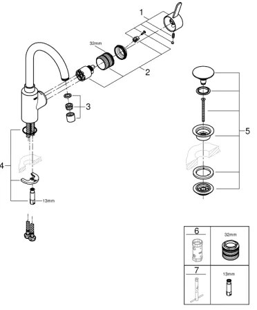 GROHE 23933001 - Miscelatore lavabo EUROSMART COSMOPOLITAN misura L cromato