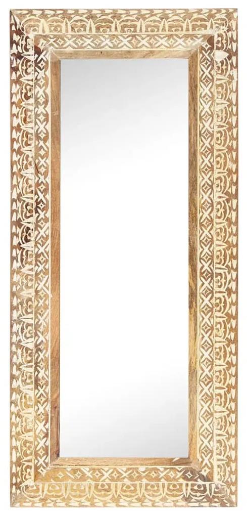 Specchio Intagliato a Mano 110x50x2,6 cm in Massello di Mango