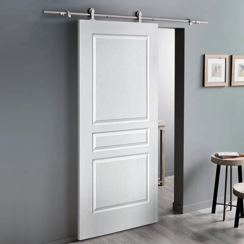 Porta scorrevole Chelsea in inox bianco, L 93 x H 215 cm, con binario Toledo Reversibile