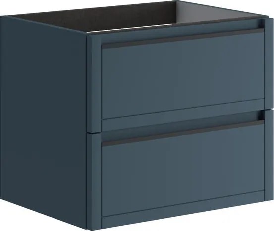 Mobile da bagno sospeso sotto lavabo L 59.5 x H 50 x P 45.5 cm blu opaco, 2 cassetti Tratto