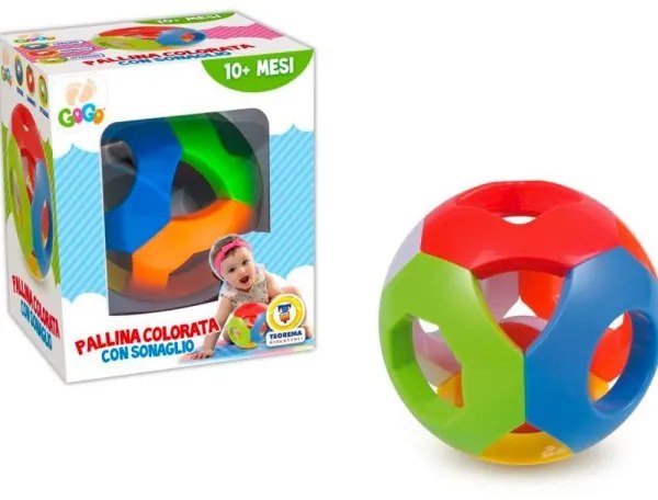 Trade Shop - Pallina Colorata Educativa Con Sonaglio Diam. 11 Cm Gioco Per Bambini Mesi 10+