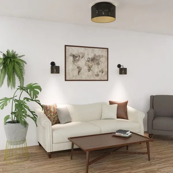 Lampadario a plafone LOFT SHADE 3xE27/60W/230V nero/oro