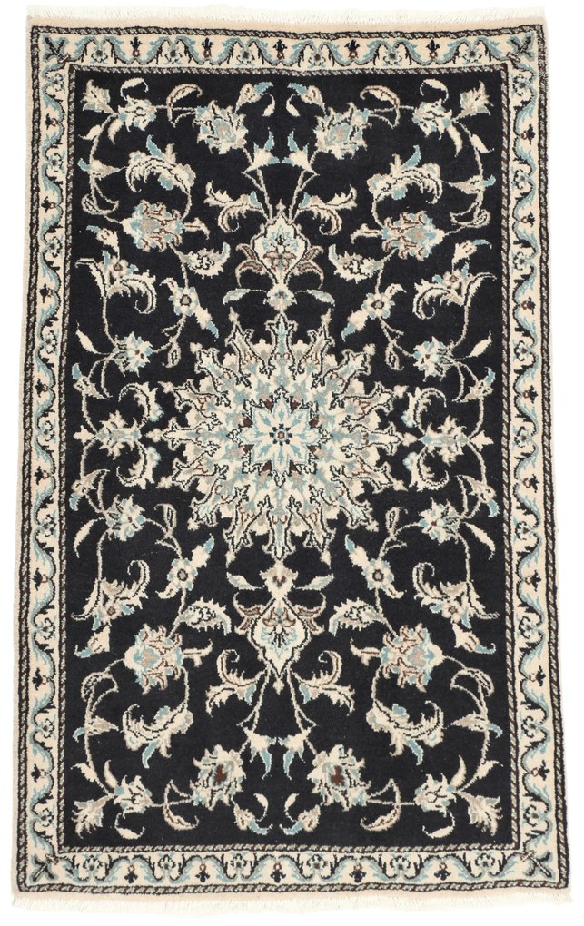 Nain Tappeto 90 x 150 Blu (Iran) Annodato A Mano