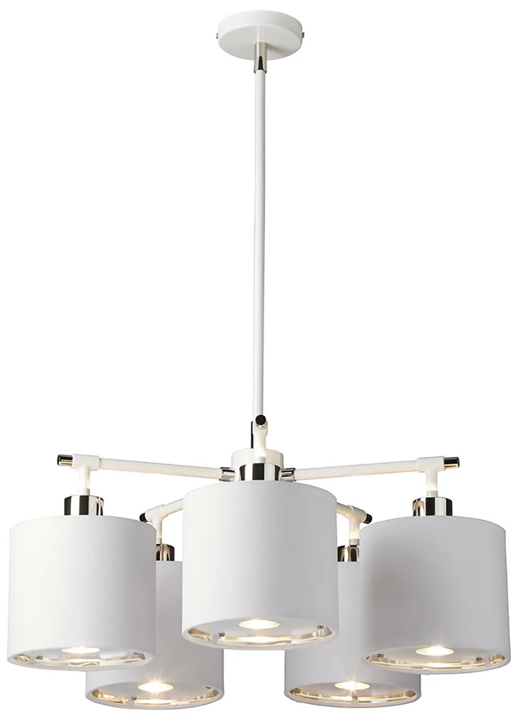 Lampadario Contemporaneo Balance Acciaio Bianco Nichel Lucido 5 Luci E27