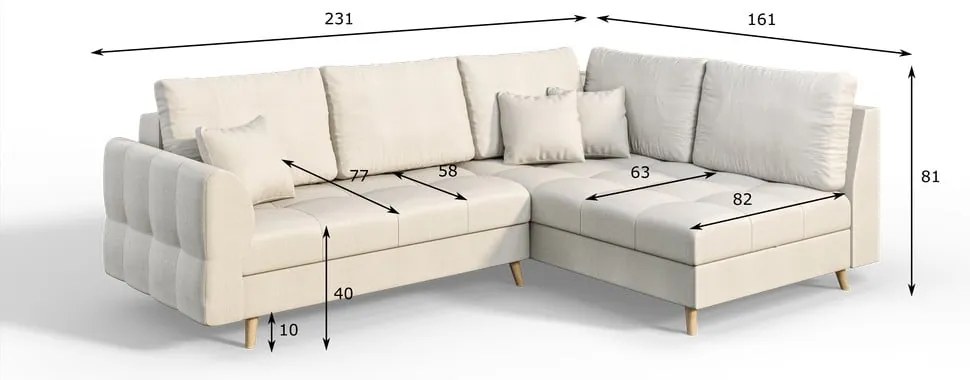 Divano angolare crema (angolo destro) Ariella - Ropez
