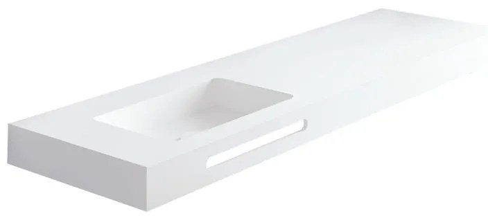 Lavabo sospeso rettangolare Zen L 120 x H 10 x P 46 cm in acrilico bianco