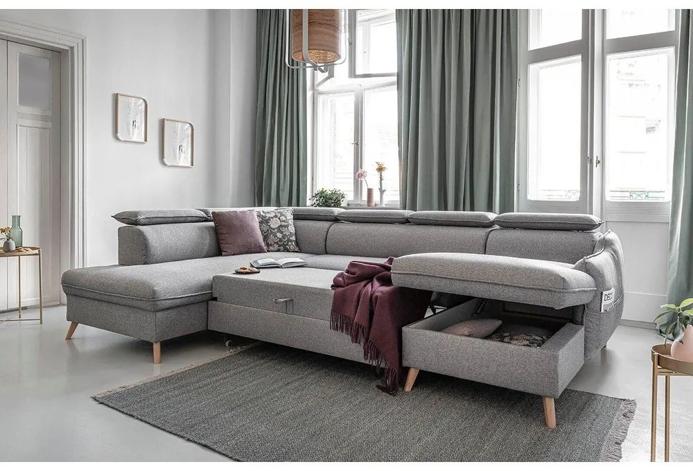 Divano letto angolare grigio chiaro (angolo sinistro) Sweet Harmony - Miuform