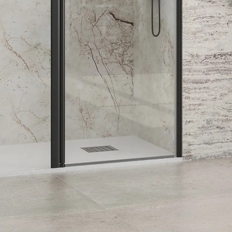 Kamalu - Porta doccia battente 120-125cm e fisso colore nero | KPX4000N