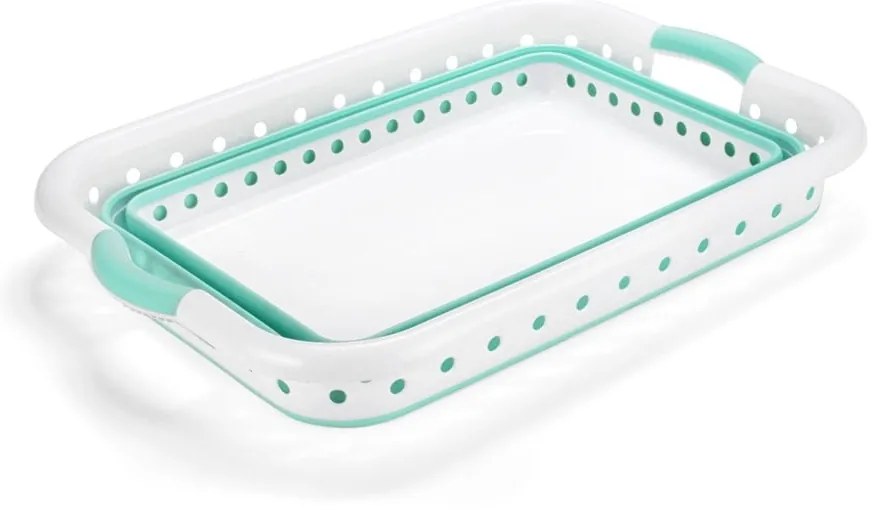 Cesto per il bucato pieghevole bianco e turchese - Addis