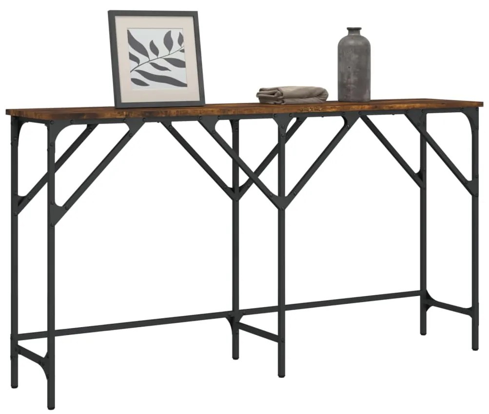 Tavolo Consolle Rovere Fumo 140x29x75 Cm İn Legno Multistrato /