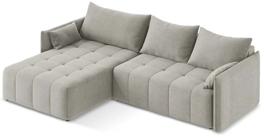 Divano angolare grigio chiaro allungabile/con contenitore (con penisola a sinistra/con chaise lounge) Moku – Makamii