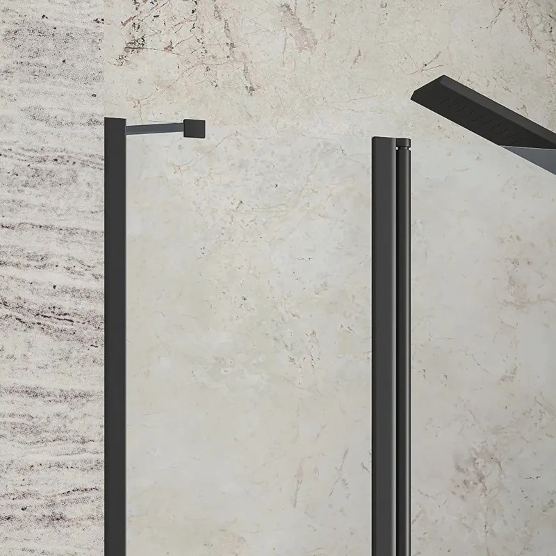 Porta doccia battente 80-85cm e fisso colore nero | KPX4000N - KAMALU