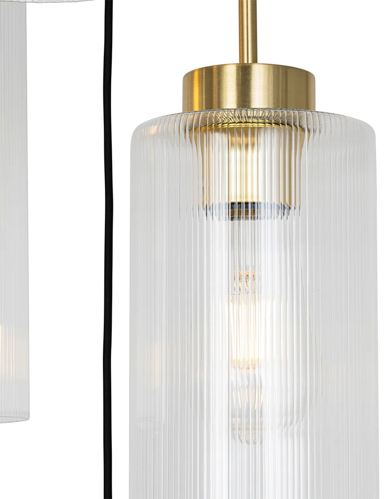 Lampadario Art Déco oro con vetro 7 luci - Laura