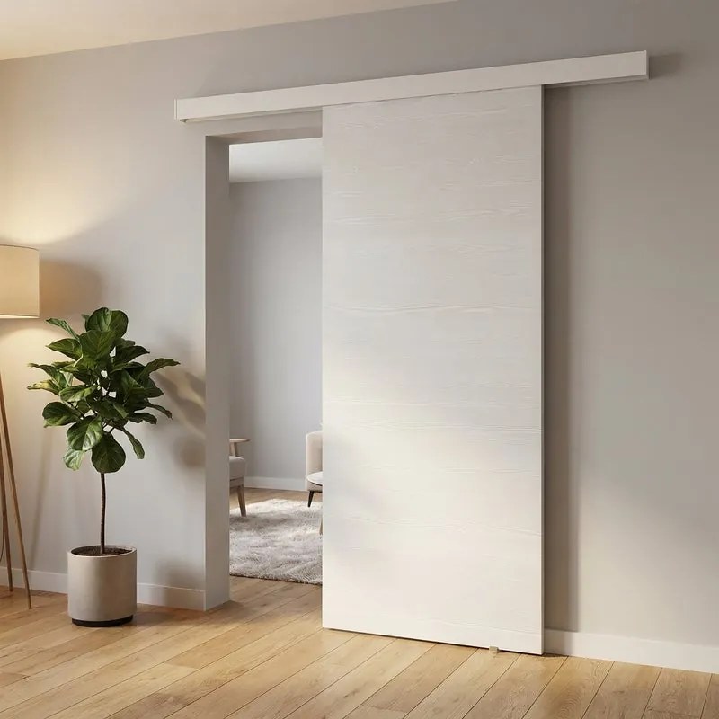 Porta scorrevole reversibile Honey in mdf bianco, L 93 x H 212 cm, con binario Meli