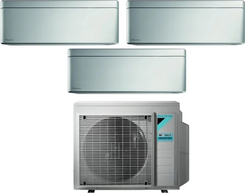 Daikin - Climatizzatore Condizionatore Bluevolution Trial Split Inverter serie stylish total silver 7+12+18 con 3MXM68N R-32 Wi-Fi Integrato