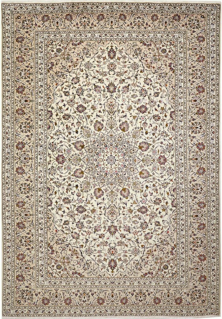 Kashan Tappeto 360x250 Beige (Iran) Annodato A Mano
