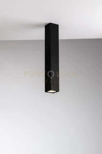 Plafoniera fluke quadrata nera 1 luce attacco gu10 6x6x40cm