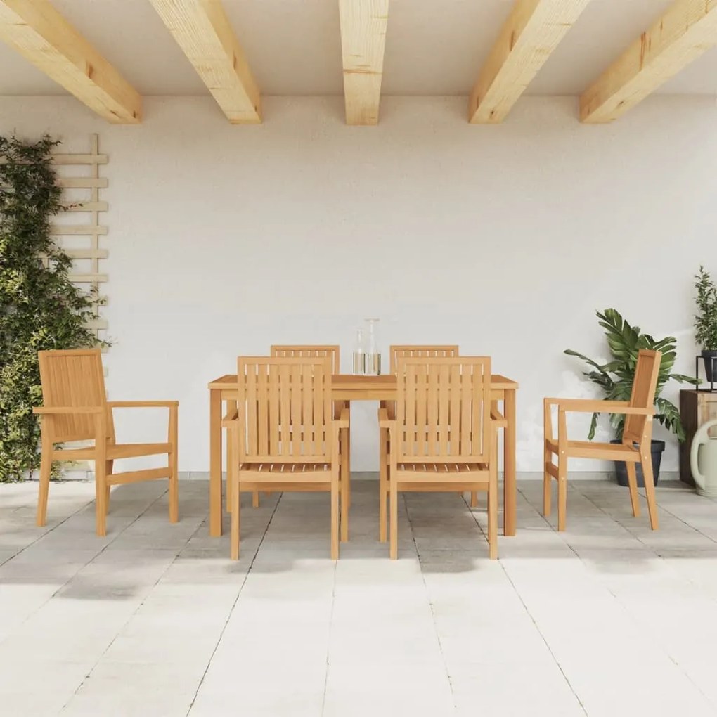 Set Da Pranzo Da Giardino 7 Pz İn Legno Massello Di Teak /