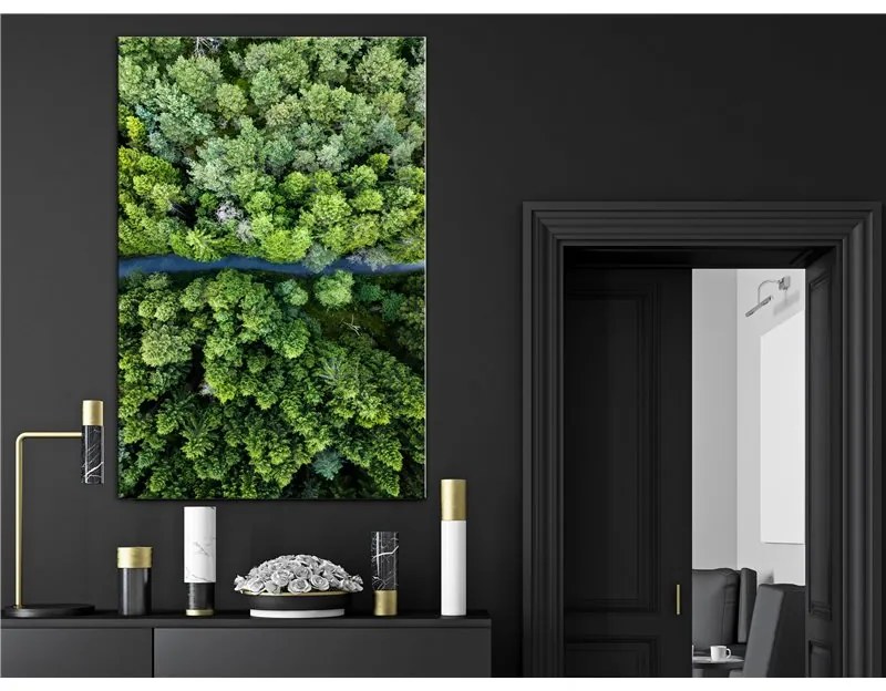 Quadro Road Through Forest (1 Part) Vertical  Colore Grigio, Dimensioni e Misure 40x60