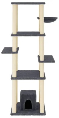 Albero per Gatti con Tiragraffi in Sisal Grigio Scuro 154 cm