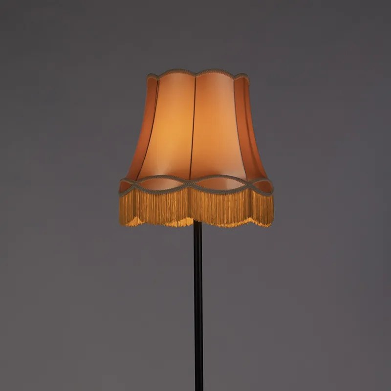 Lampada da terra retrò nera con paralume oro a forma di Granny 45 cm - Simplo