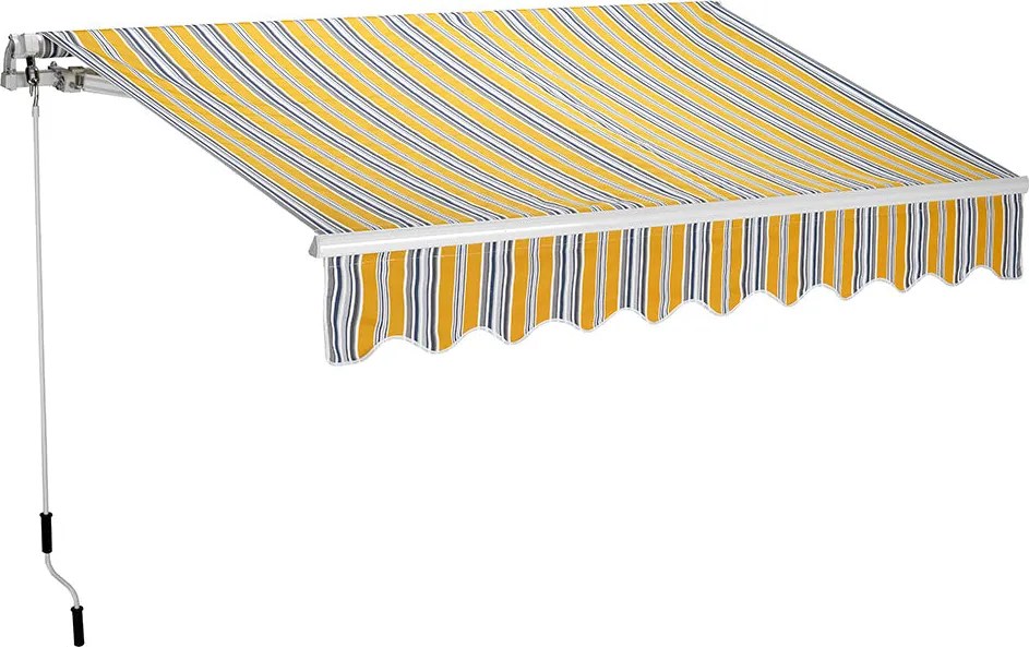 Tenda da Sole Barra Quadra 200x300 cm Tessuto in Poliestere Riga Gialla...